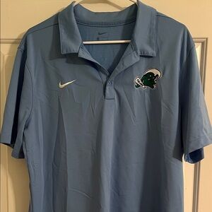 Nike Men's Tulane Light Blue Polo Shirt with Green Wave Logo
